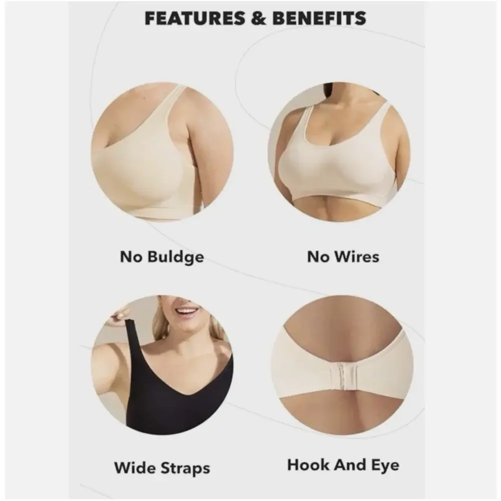 Truekind Women's 2XL Plus Daily Comfort Wireless Shaper Bra Chai Beige 10022